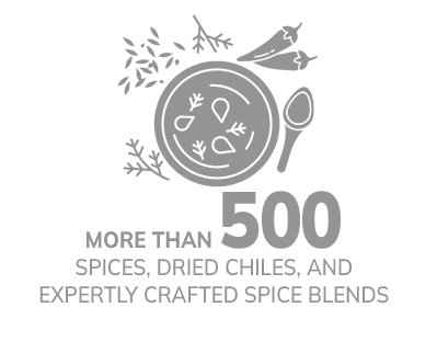 More than 500 spices, dried chiles, and spice blends to choose from