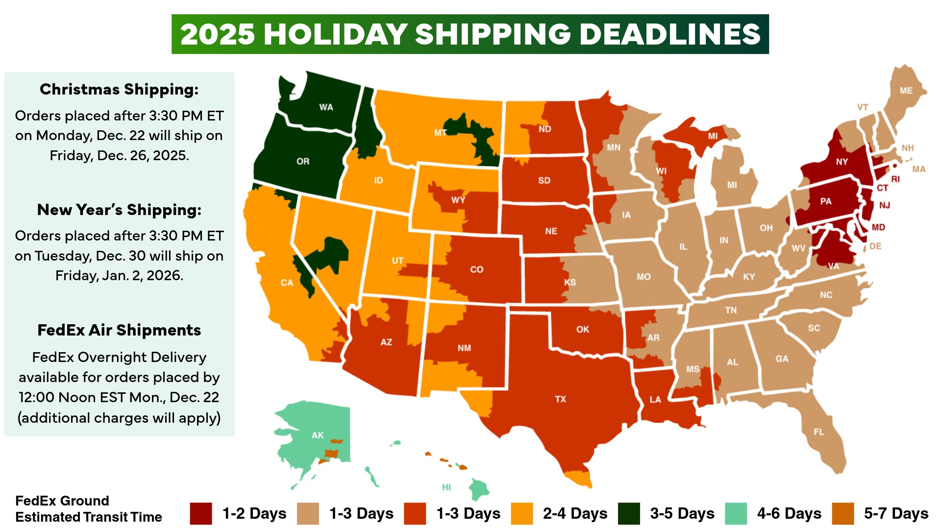 Fed Ex Transit Estimate Map
