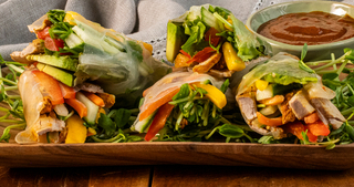 Sriracha Seasoned Pork Loin Summer Rolls