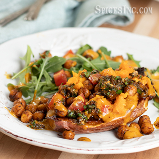 Smoked Tomato Chickpea-Stuffed Sweet Potatoes