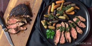 Flat Iron Steak and Carrots with Parsley Pesto