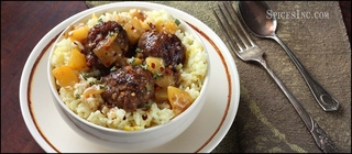 Spiced Caribbean Meatballs with Rice