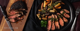 Flat Iron Steak and Carrots with Parsley Pesto