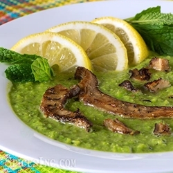 Pureed Pea Soup with Shiitake Mushrooms