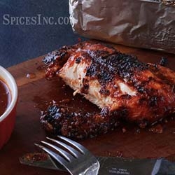 BBQ Honey Chipotle Chicken Under a Brick
