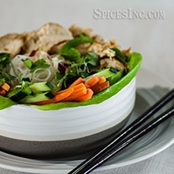 Vietnamese Lemongrass Chicken Noodle Bowl