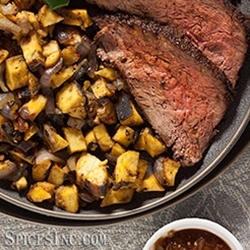 Red Chile Steak with Plantains