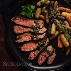 Flat Iron Steak and Carrots with Parsley Pesto