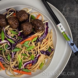 Glazed Meatballs with Soba Noodles
