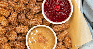Raspberry Chipotle Churro Bites with Two Dipping Sauces