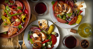 Greek Salad with Gyro-Spiced Grilled Chicken