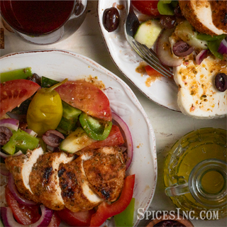 Greek Salad with Gyro-Spiced Grilled Chicken