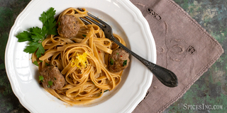 Caramelized Onion Pasta and Turkey Meatballs