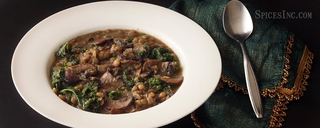 Creamy Lentil Stew with Mushrooms and Kale