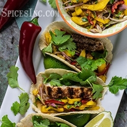 Grilled Tangerine Hibiscus  Mahi Mahi Tacos with Chile-lime Mango Slaw