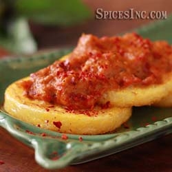 Roasted Ajvar Salsa over Grilled Polenta
