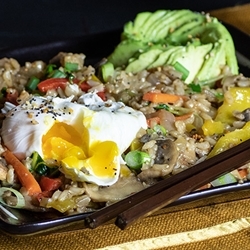 Vegetable Stir Fry with Poached Egg