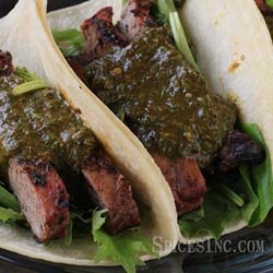 Grilled Steak Taco with Chimichurri Sauce