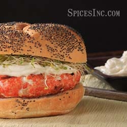 Grilled Salmon Burger with Horseradish Dressing