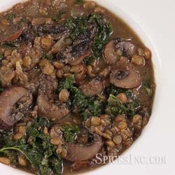 Creamy Lentil Stew with Mushrooms and Kale